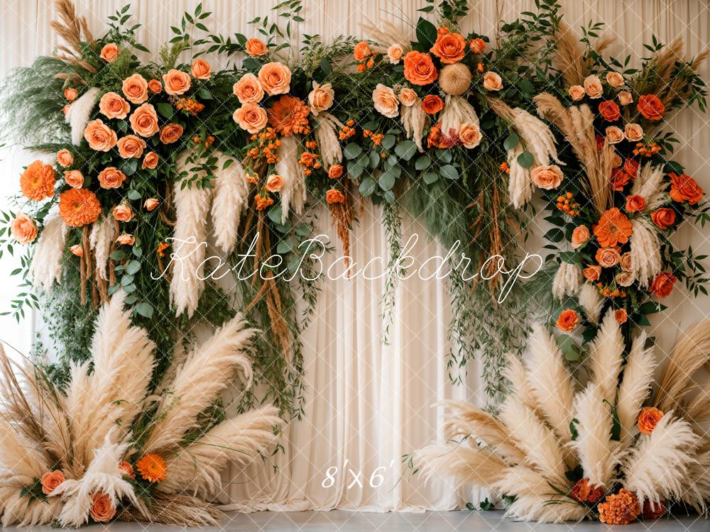 Kate Spring Boho Floral White Curtain Backdrop Designed by Emetselch -UK