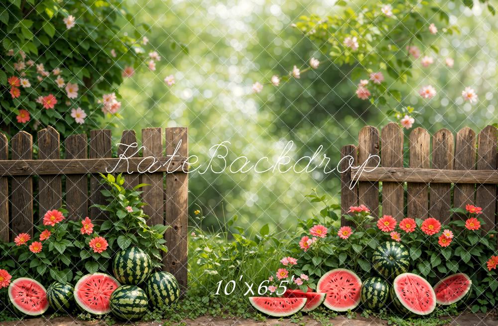 Kate Summer Green Plant Flower Watermelon Backdrop Designed by Emetselch -UK