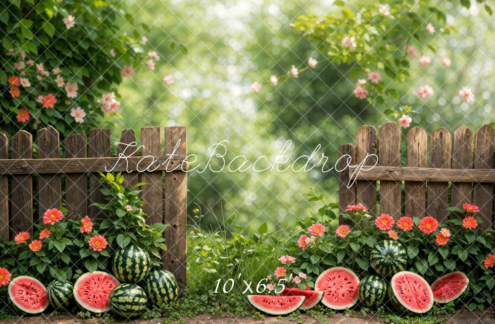 Kate Summer Green Plant Flower Watermelon Backdrop Designed by Emetselch