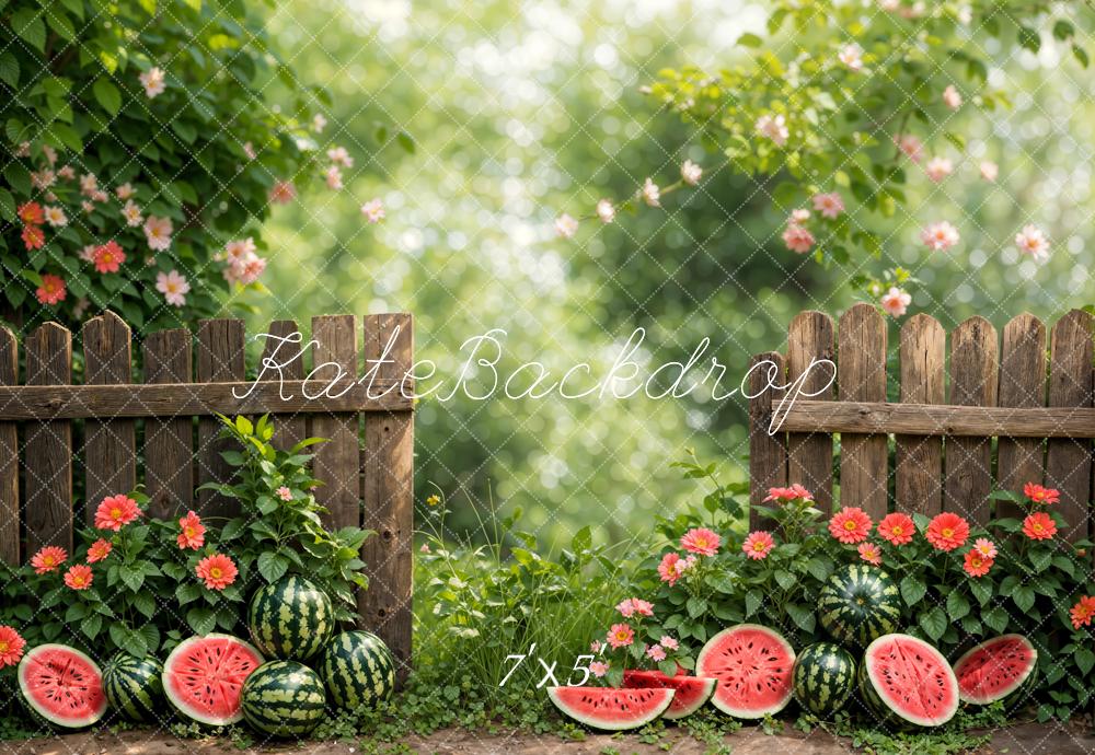 Kate Summer Green Plant Flower Watermelon Backdrop Designed by Emetselch -UK