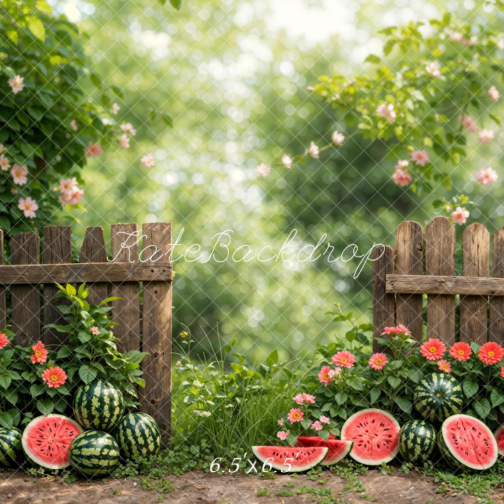 Kate Summer Green Plant Flower Watermelon Backdrop Designed by Emetselch