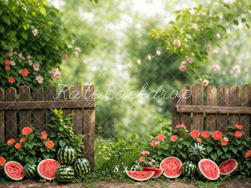 Kate Summer Green Plant Flower Watermelon Backdrop Designed by Emetselch -UK