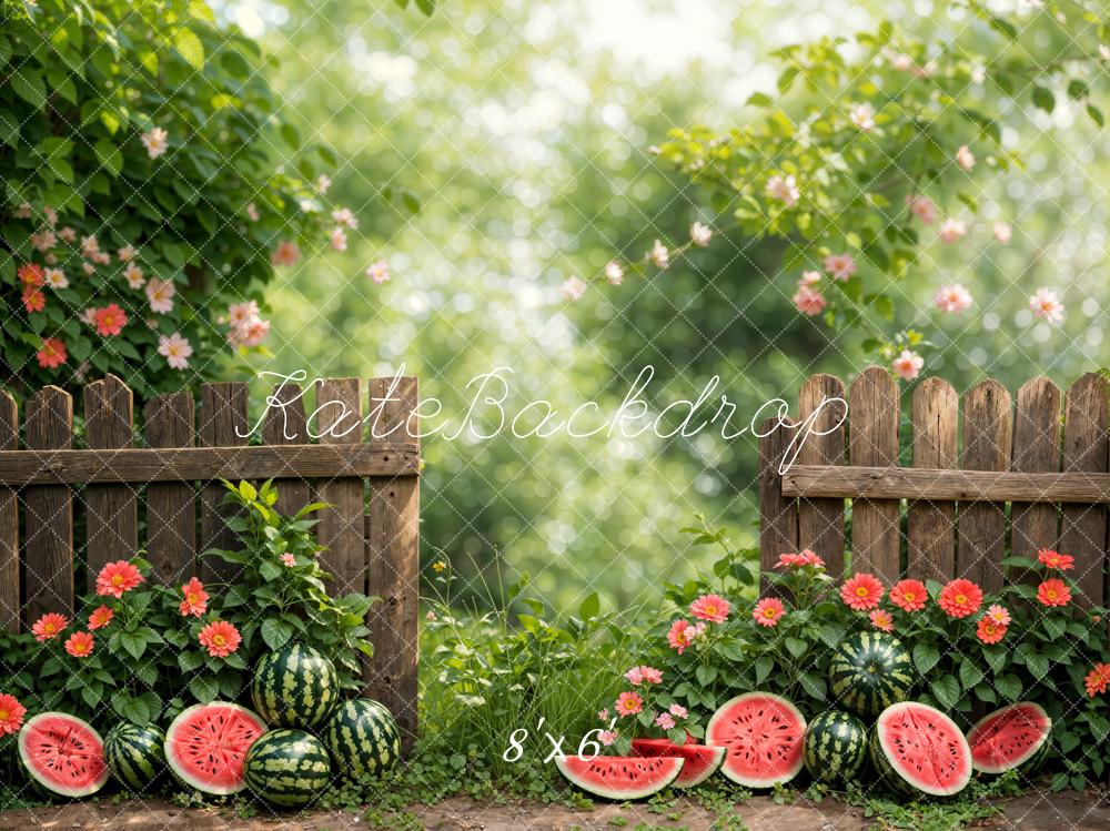 Kate Summer Green Plant Flower Watermelon Backdrop Designed by Emetselch