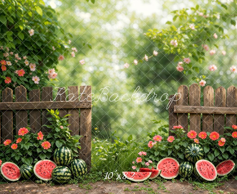 Kate Summer Green Plant Flower Watermelon Backdrop Designed by Emetselch -UK