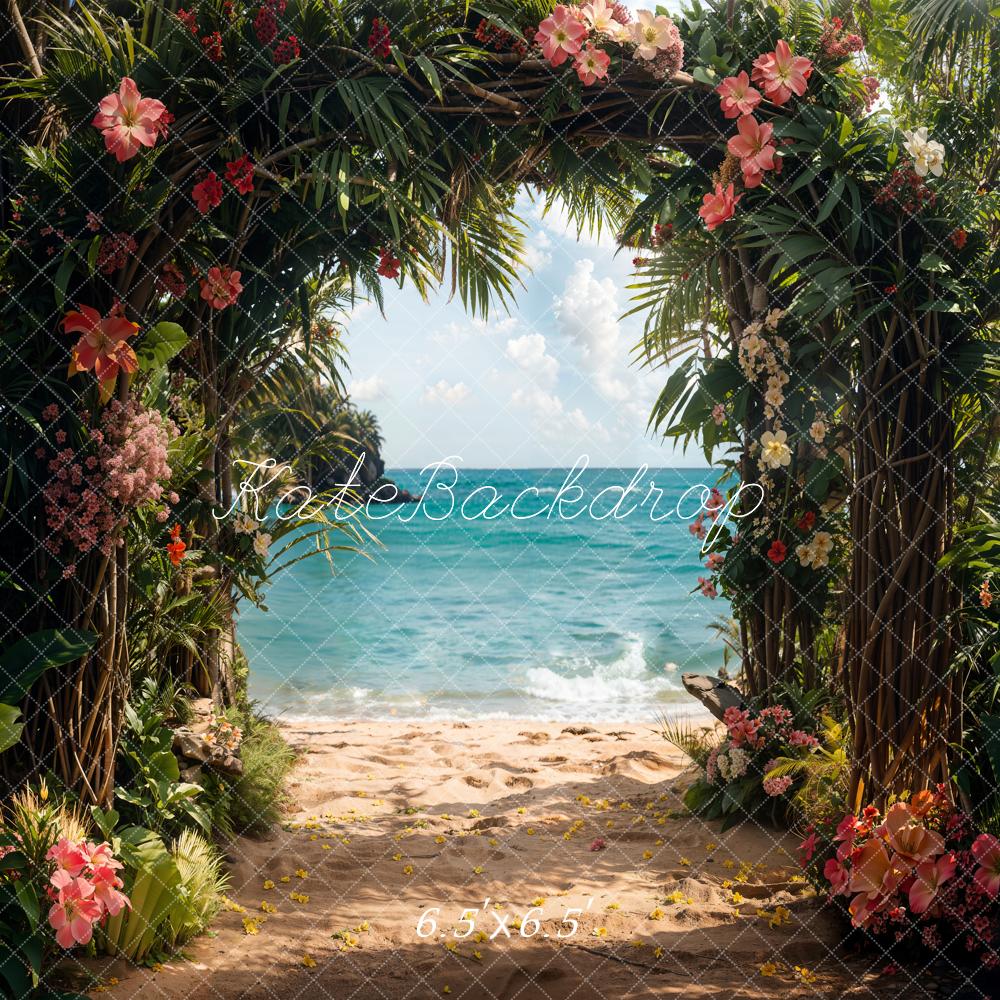 Kate Summer Sea Beach Green Plant Arch Backdrop Designed by Emetselch