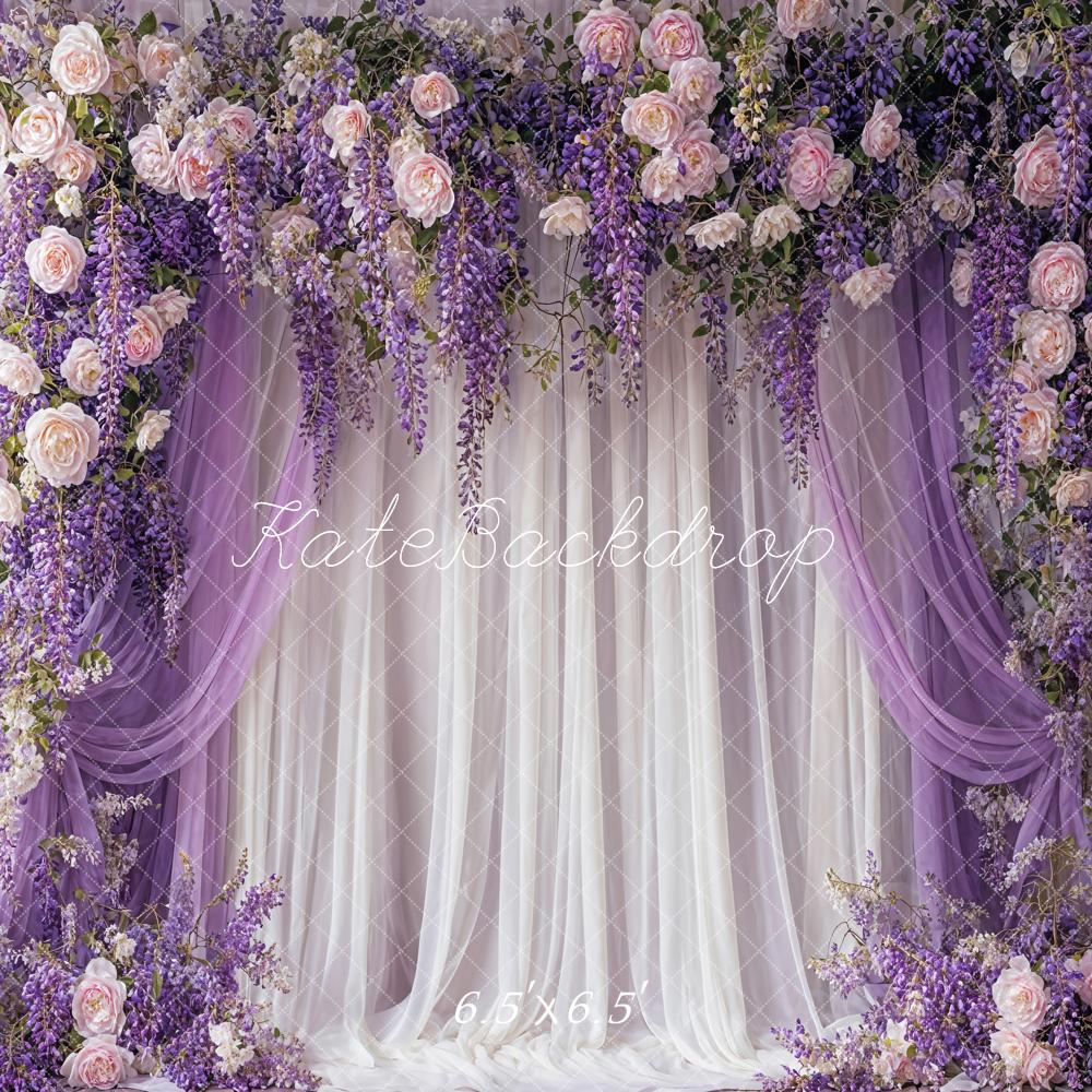 Kate Fine Art Wisteria Flower Purple White Curtain Backdrop Designed by Emetselch -UK