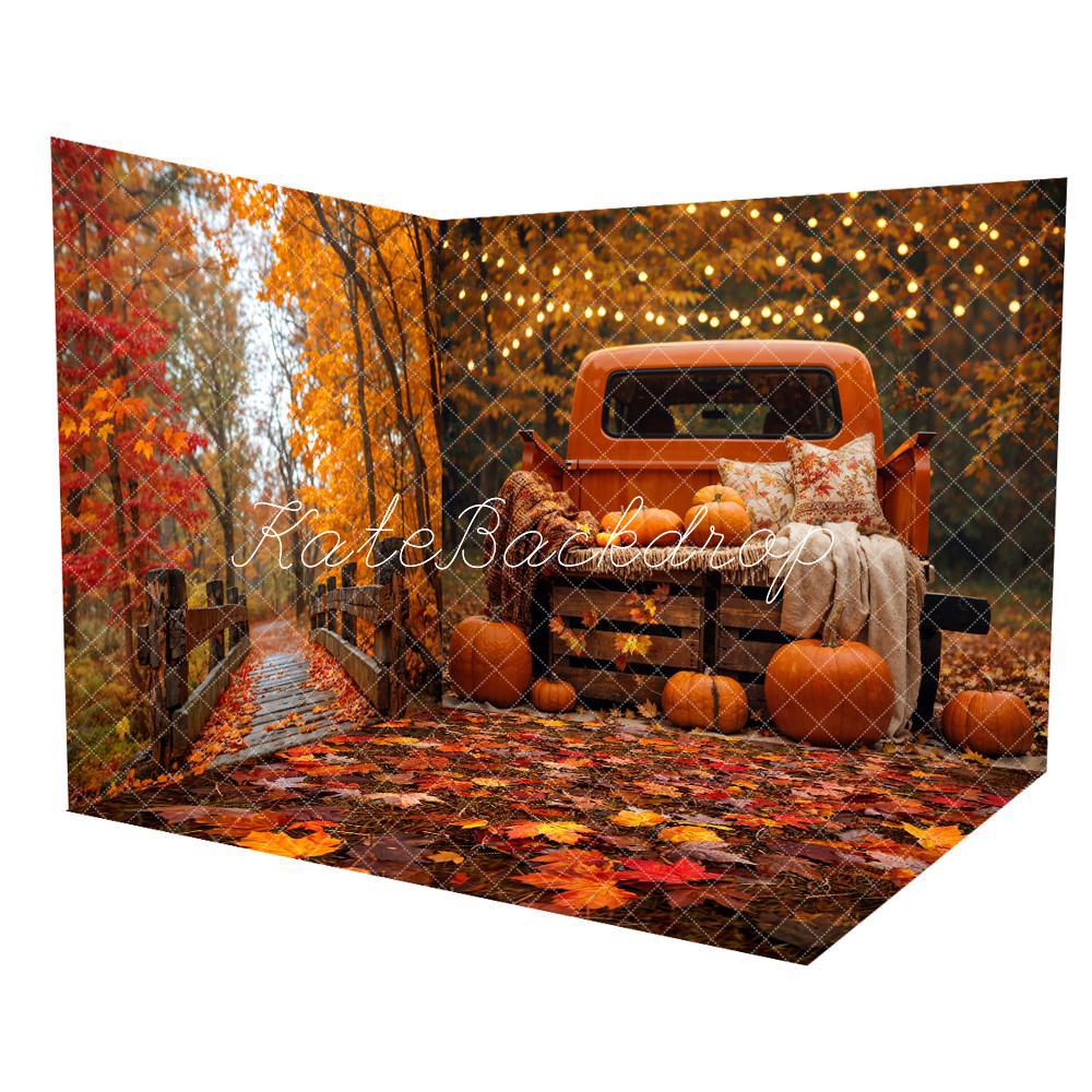 Kate Autumn Forest Maple Dark Brown Wooden Bridge Room Set -UK
