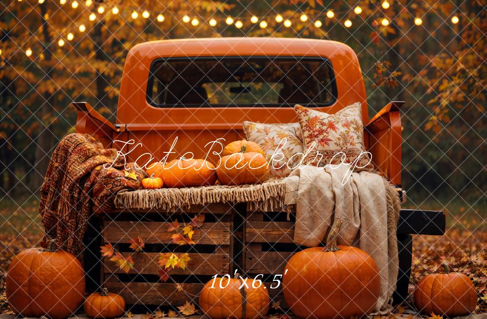 On Sale Kate Autumn Forest Maple Leaf Pumpkin Truck Backdrop Designed by Emetselch -UK