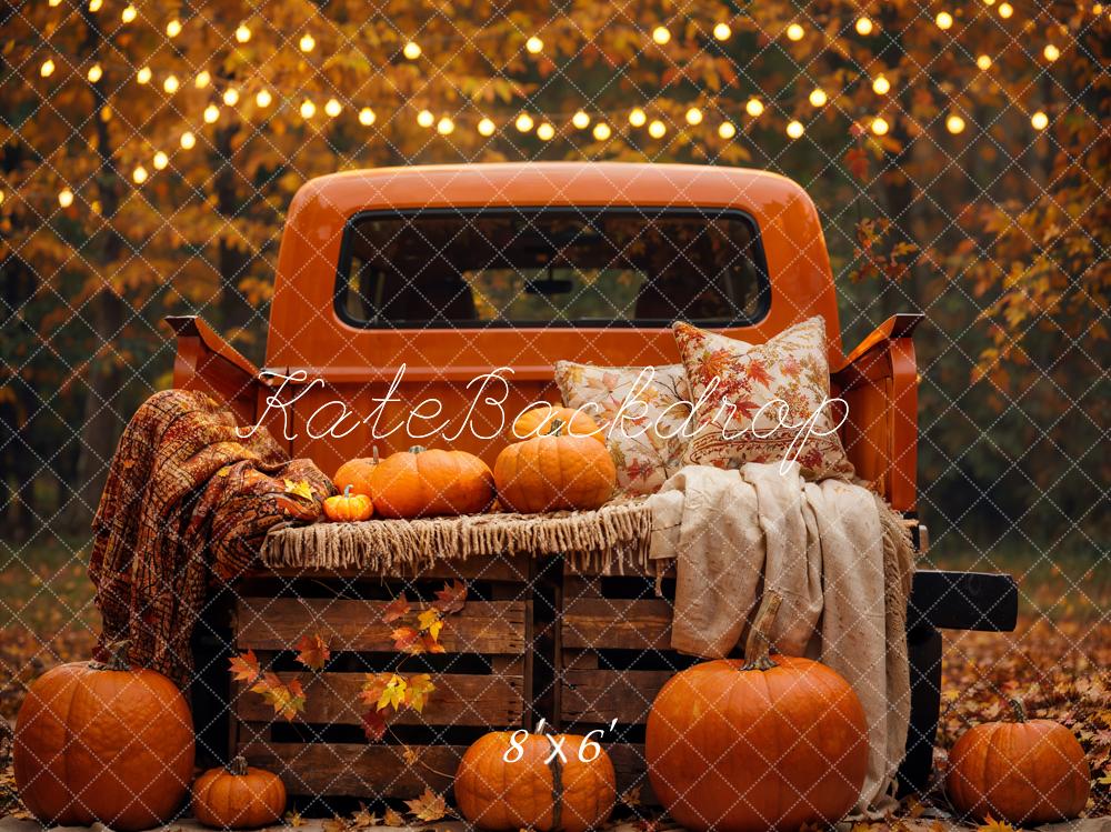 On Sale Kate Autumn Forest Maple Leaf Pumpkin Truck Backdrop Designed by Emetselch -UK