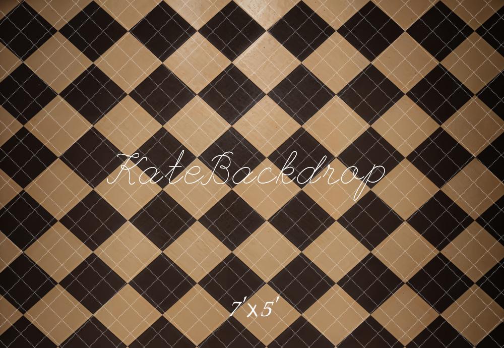 Kate Vintage Black and Brown Plaid Floor Backdrop Designed by Kate Image -UK