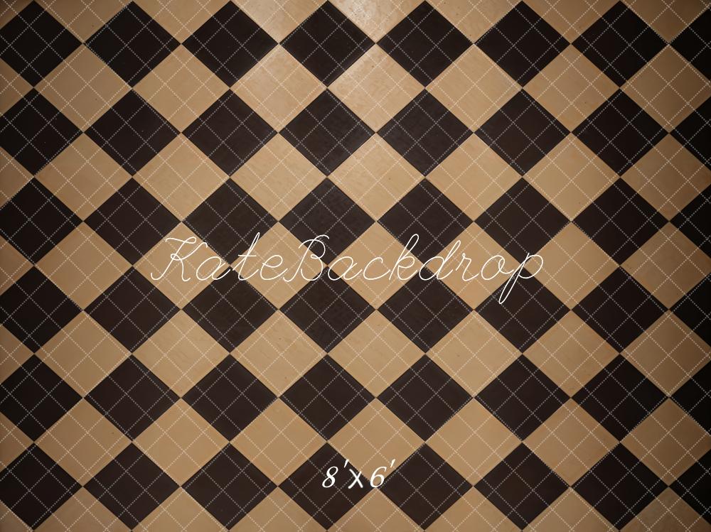 Kate Vintage Black and Brown Plaid Floor Backdrop Designed by Kate Image -UK