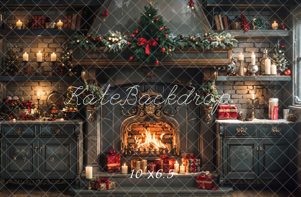 Kate Christmas Cabinet Fireplace Kitchen Backdrop Designed by Emetselch -UK
