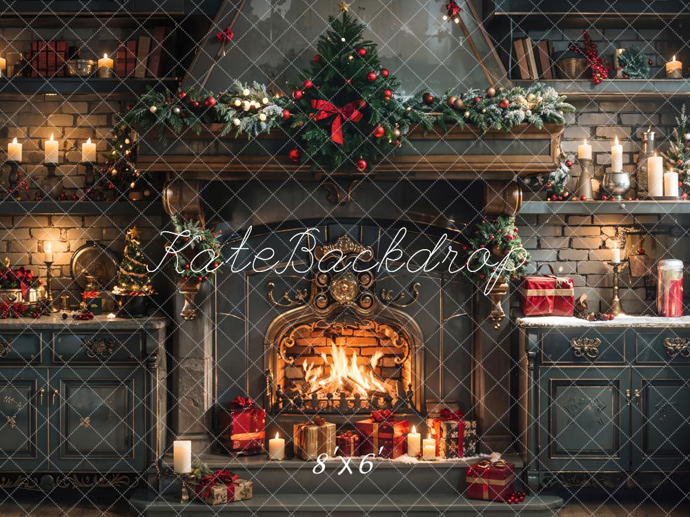 Kate Christmas Cabinet Fireplace Kitchen Backdrop Designed by Emetselch -UK