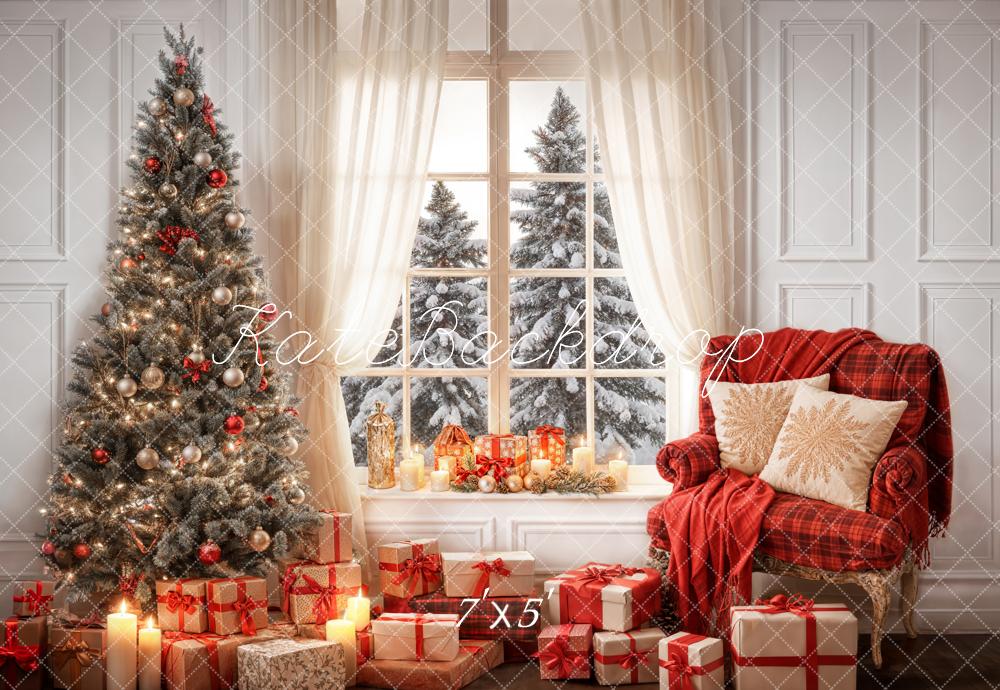 On Sale Kate Winter Christmas White Curtain Window Room Backdrop Designed by Emetselch -UK