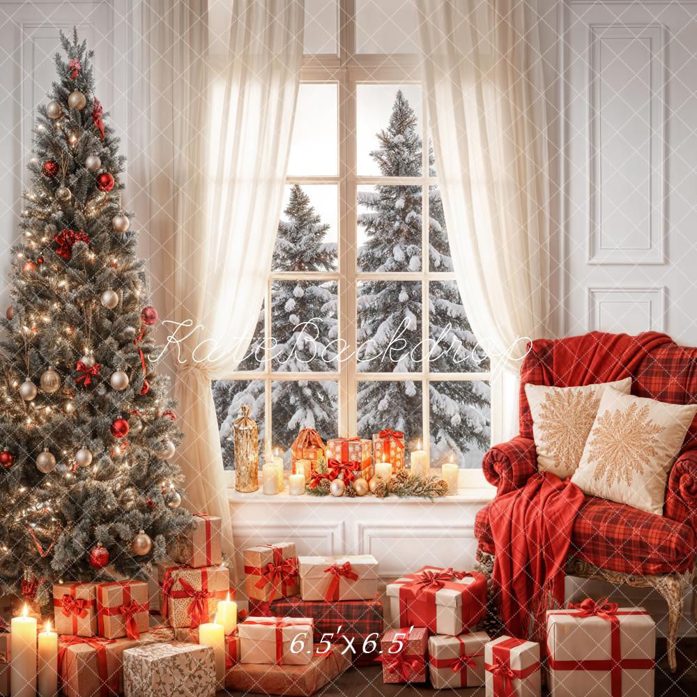 On Sale Kate Winter Christmas White Curtain Window Room Backdrop Designed by Emetselch -UK