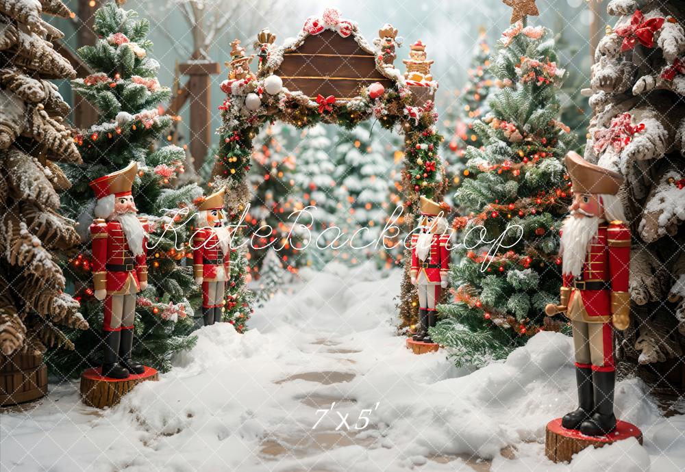 Lightning Deals Kate Winter Forest Snow Nutcracker Christmas Backdrop Designed by Emetselch -UK