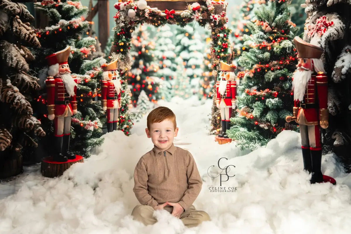 Lightning Deals Kate Winter Forest Snow Nutcracker Christmas Backdrop Designed by Emetselch -UK
