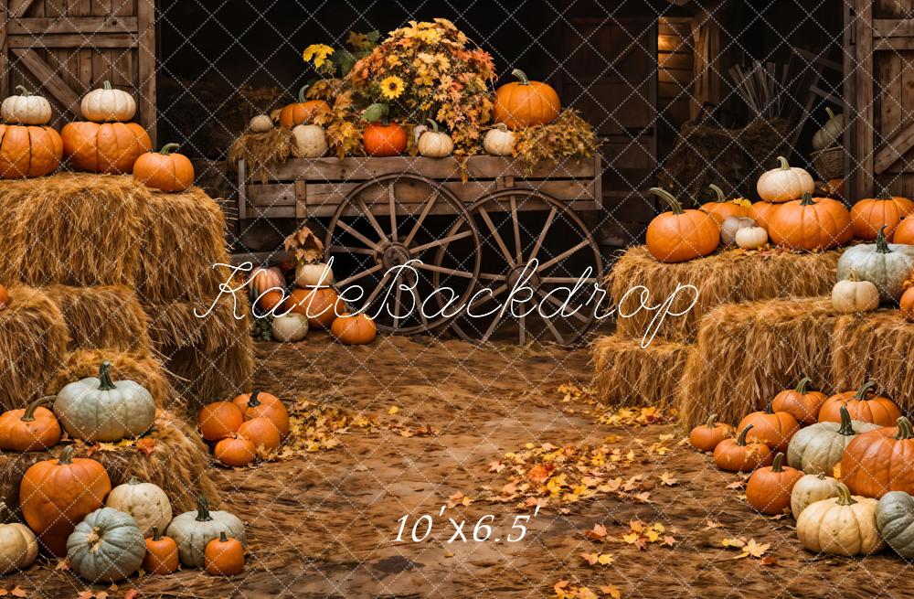 Kate Autumn Pumpkin Wooden Barn Backdrop Designed by Chain Photography -UK