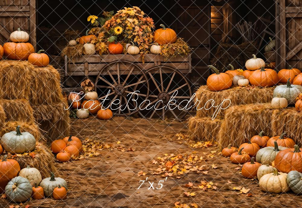 Kate Autumn Pumpkin Wooden Barn Backdrop Designed by Chain Photography -UK
