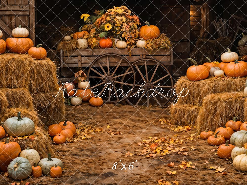 Kate Autumn Pumpkin Wooden Barn Backdrop Designed by Chain Photography -UK