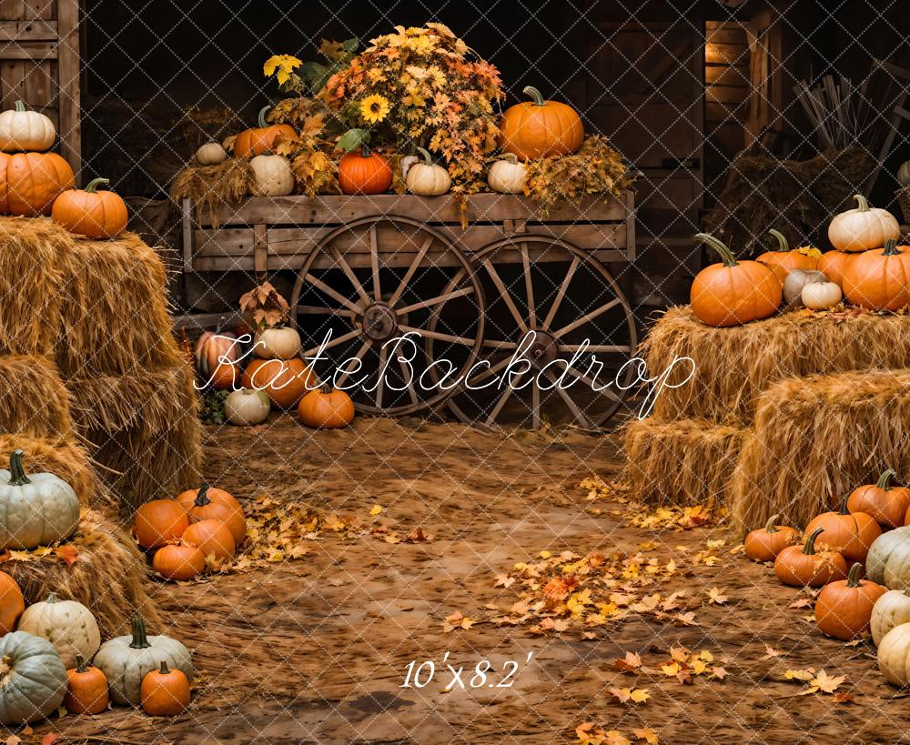 Kate Autumn Pumpkin Wooden Barn Backdrop Designed by Chain Photography -UK