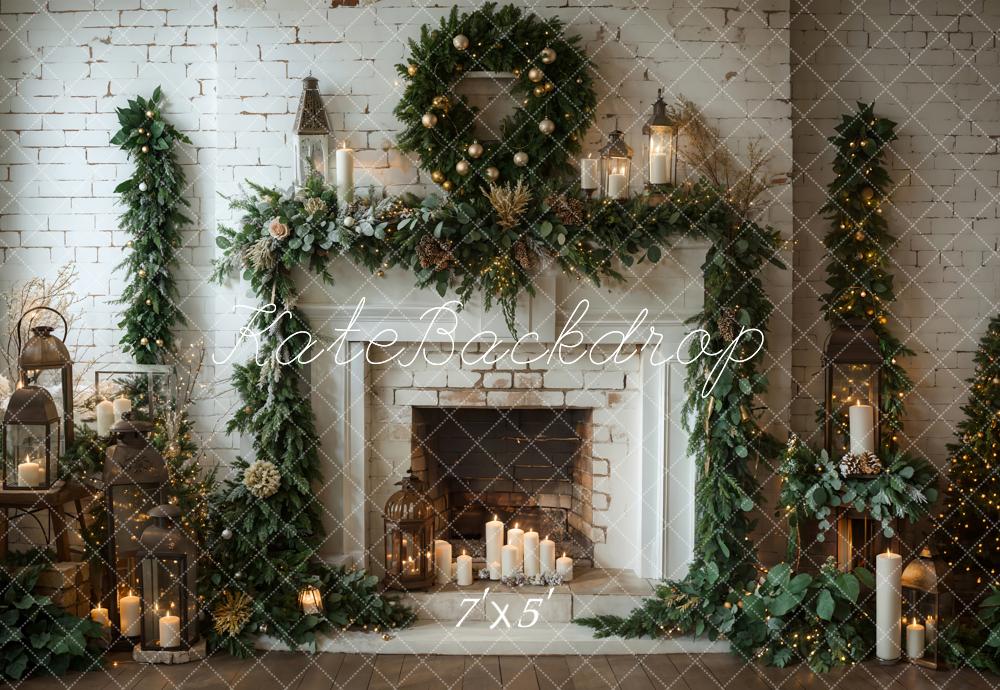 On Sale Kate Winter Christmas White Brick Fireplace Backdrop Designed by Emetselch -UK