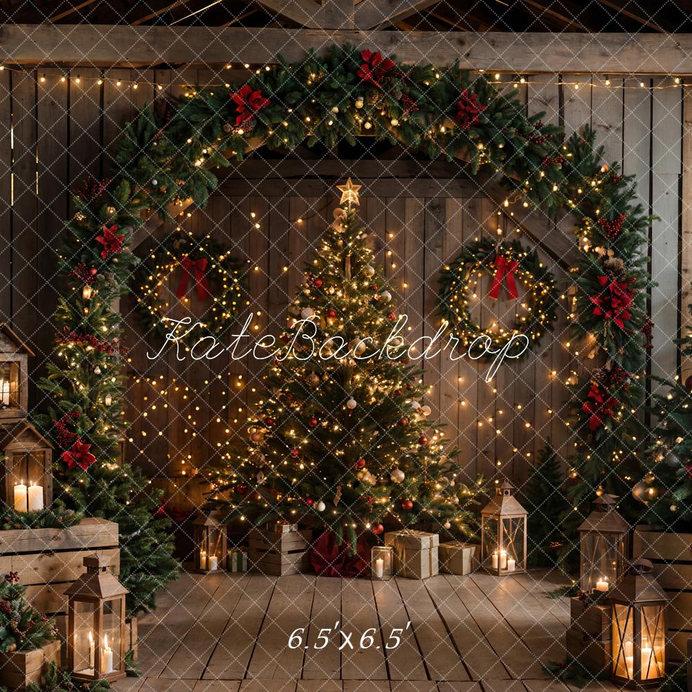 On Sale Kate Christmas Brown Wooden Arched Barn Door Backdrop Designed by Chain Photography -UK