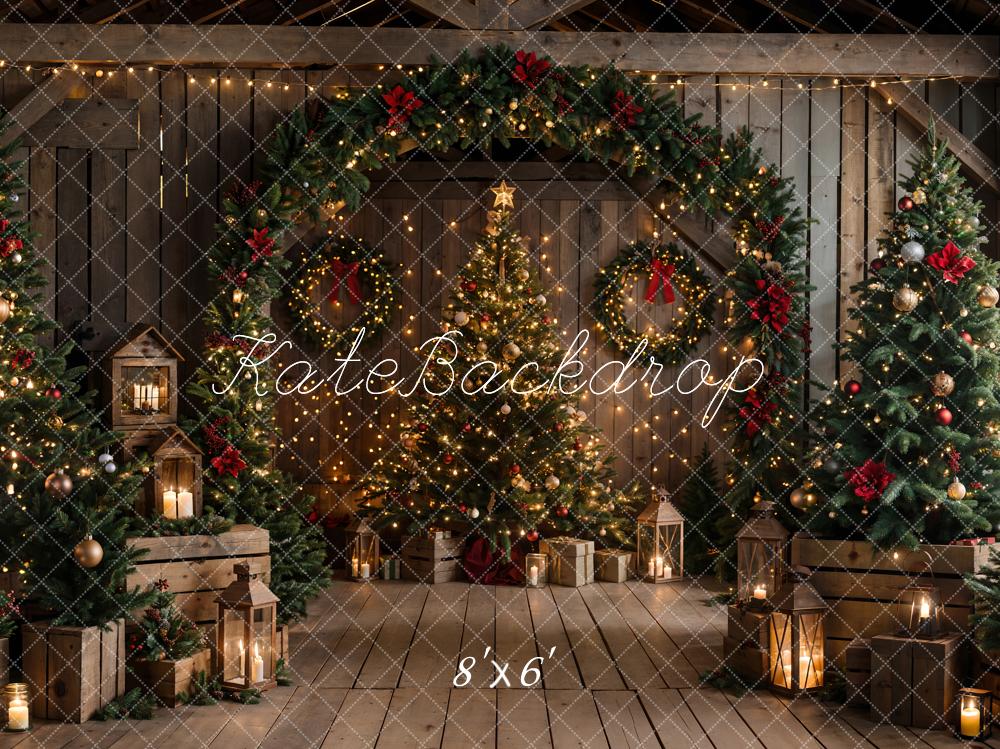 On Sale Kate Christmas Brown Wooden Arched Barn Door Backdrop Designed by Chain Photography -UK