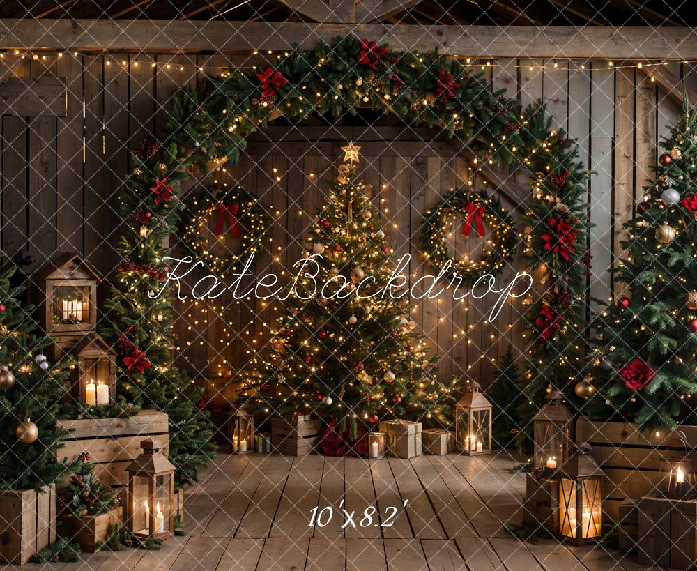 On Sale Kate Christmas Brown Wooden Arched Barn Door Backdrop Designed by Chain Photography -UK