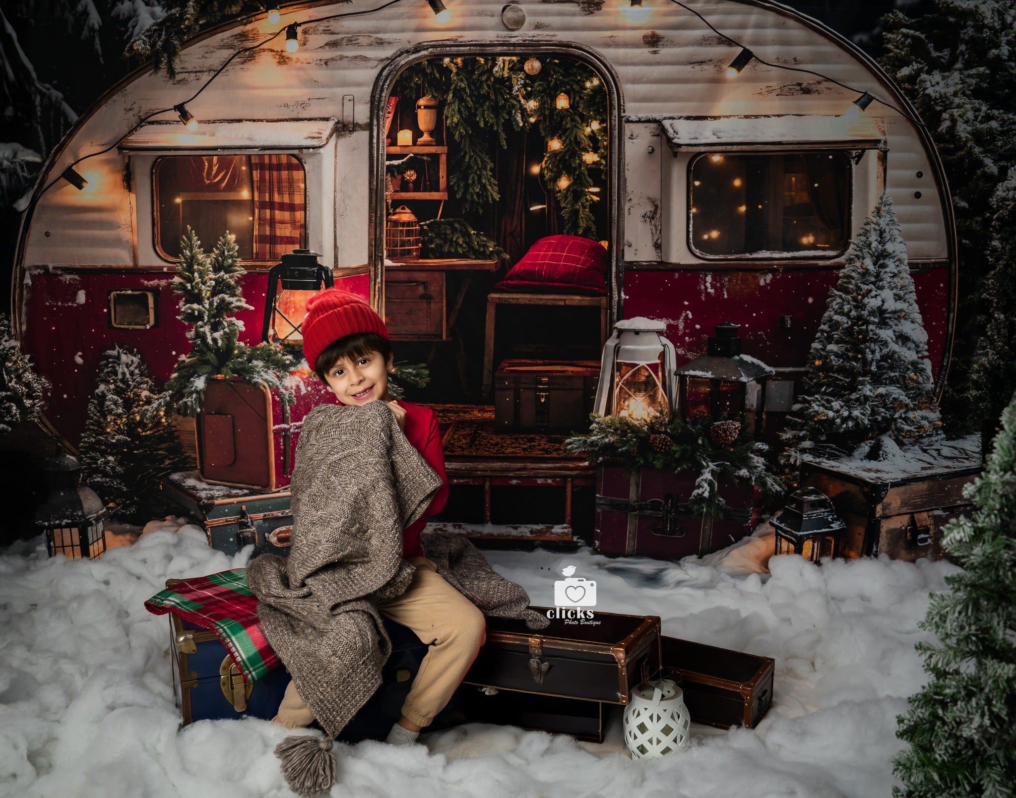 Lightning Deals Kate Christmas Suitcase Camping Car Backdrop Designed by Emetselch -UK