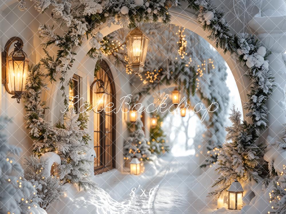 Kate Winter Snowy Christmas Arch Hallway Backdrop Designed by Emetselch -UK