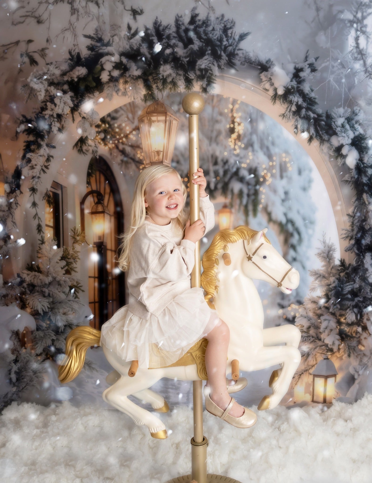 Lightning Deals Kate Winter Snowy Christmas Arch Hallway Backdrop Designed by Emetselch -UK