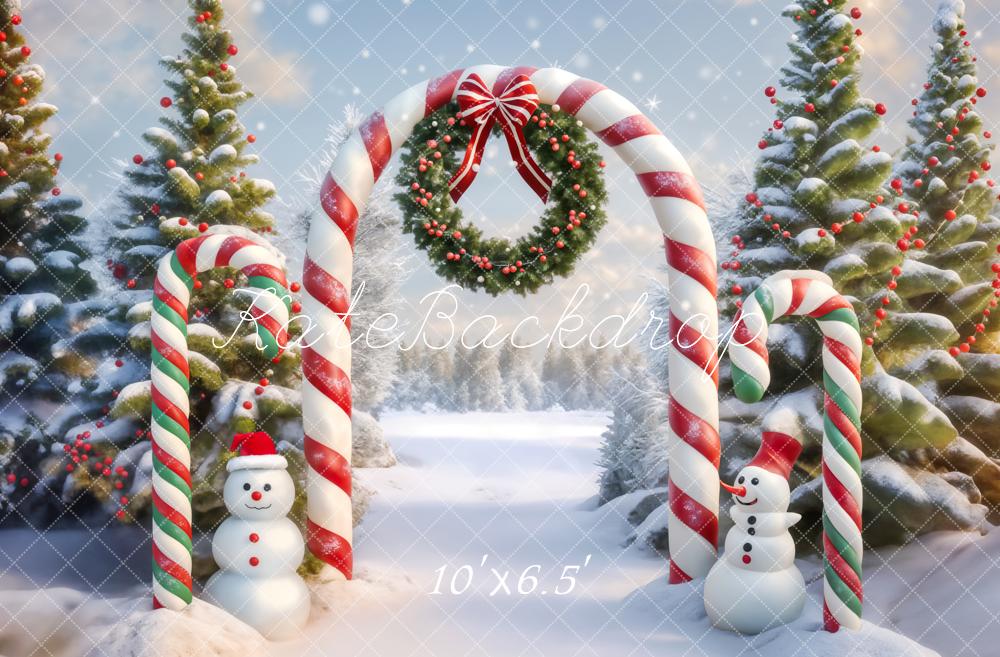 Kate Christmas Tree Snowman Candy Arch Backdrop Designed by Chain Photography -UK
