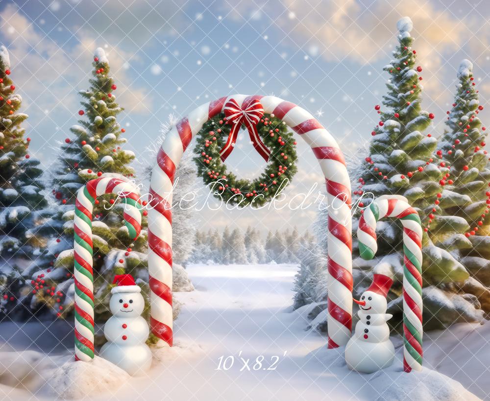 Kate Christmas Tree Snowman Candy Arch Backdrop Designed by Chain Photography -UK