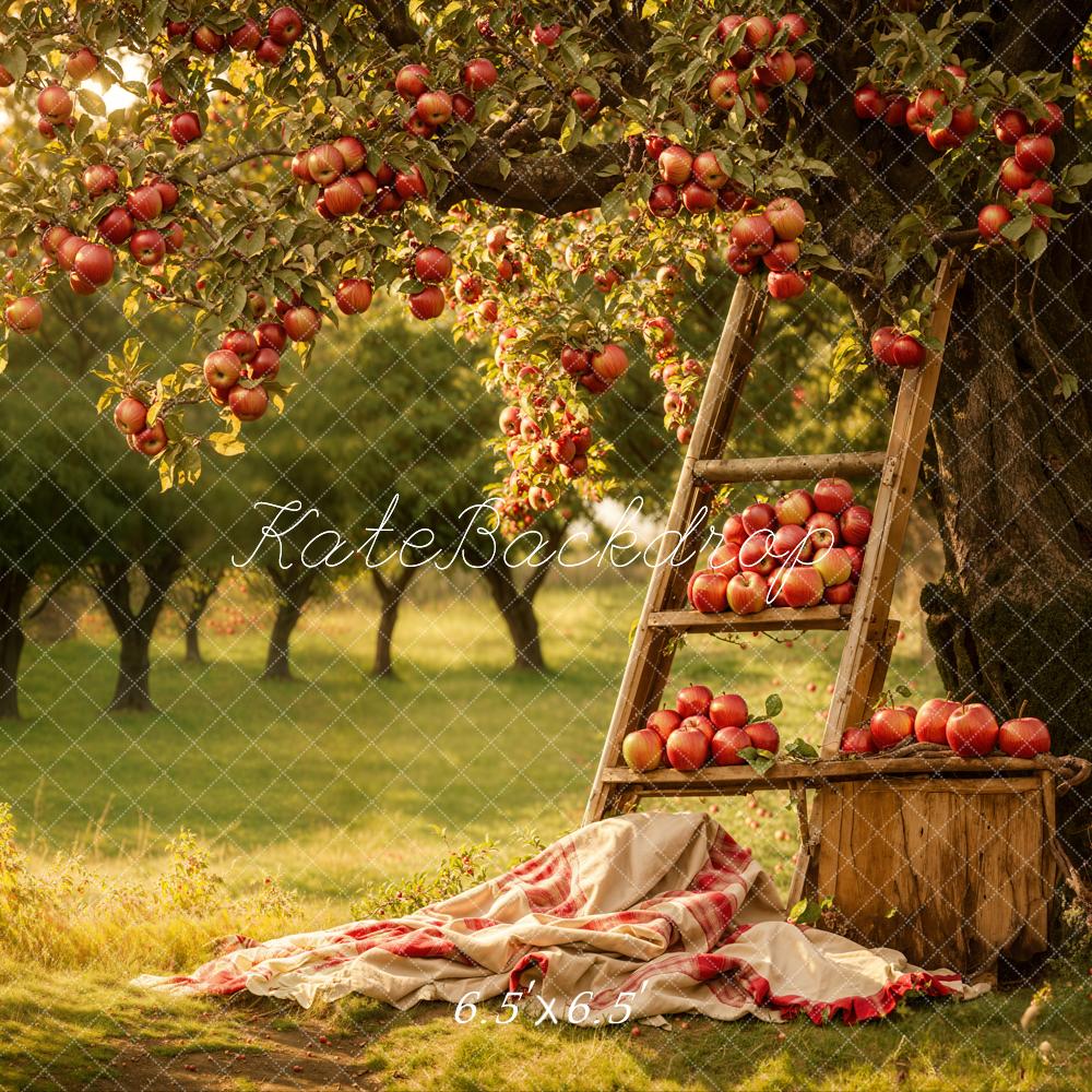Kate Autumn Forest Red Apple Orchard Backdrop Designed by Emetselch -UK