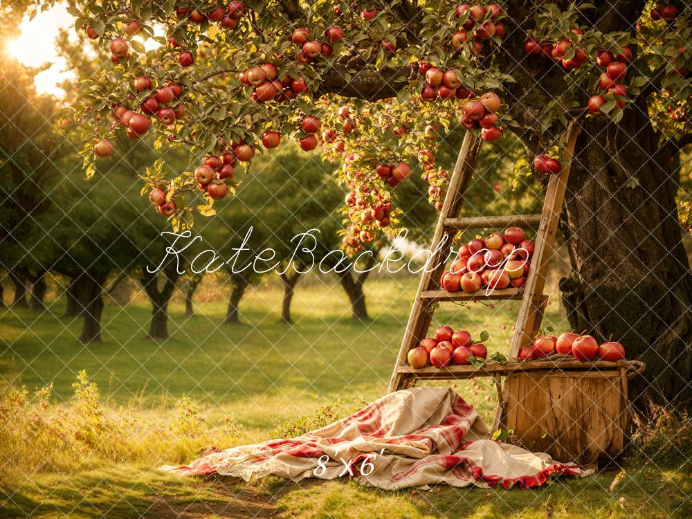 Kate Autumn Forest Red Apple Orchard Backdrop Designed by Emetselch -UK