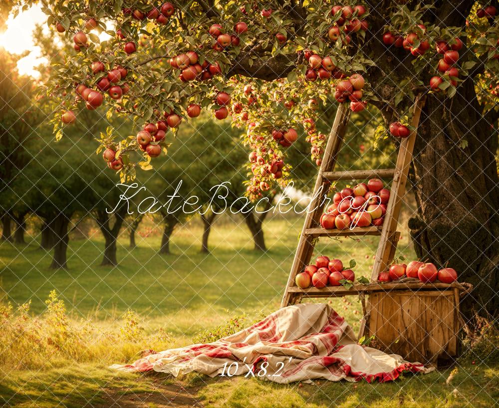 Kate Autumn Forest Red Apple Orchard Backdrop Designed by Emetselch -UK