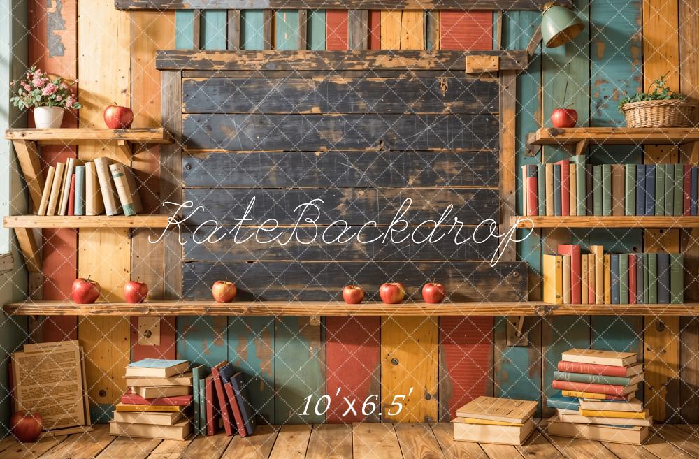 Kate Back to School Bookshelf Blackboard Backdrop Designed by Emetselch -UK