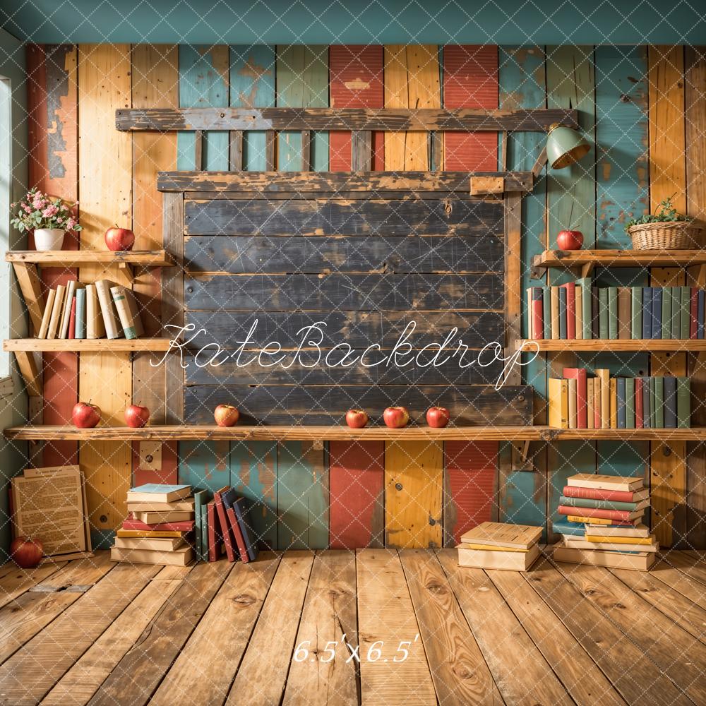 Kate Back to School Bookshelf Blackboard Backdrop Designed by Emetselch -UK