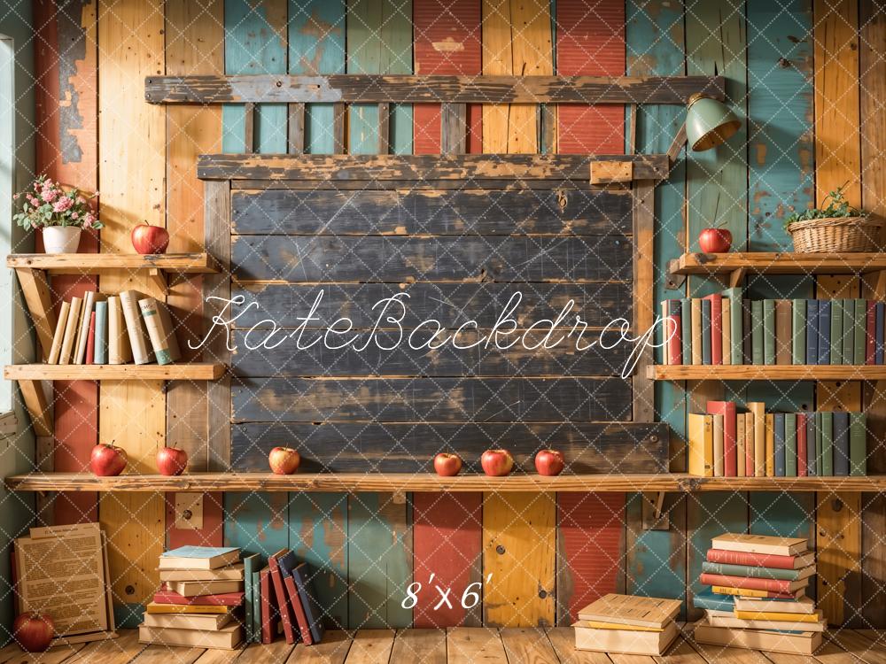 Kate Back to School Bookshelf Blackboard Backdrop Designed by Emetselch -UK