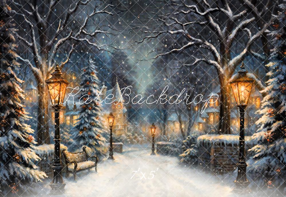 Kate Christmas Trees Night Street Backdrop Designed by GQ -UK