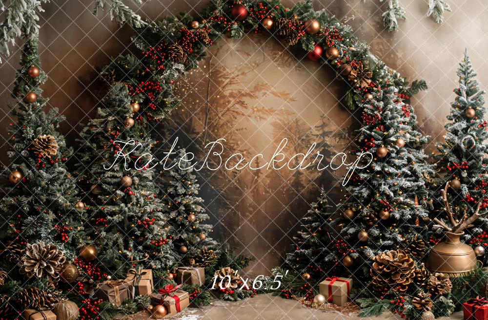 Kate Christmas Trees Arched Retro Wall Backdrop Designed by Emetselch -UK