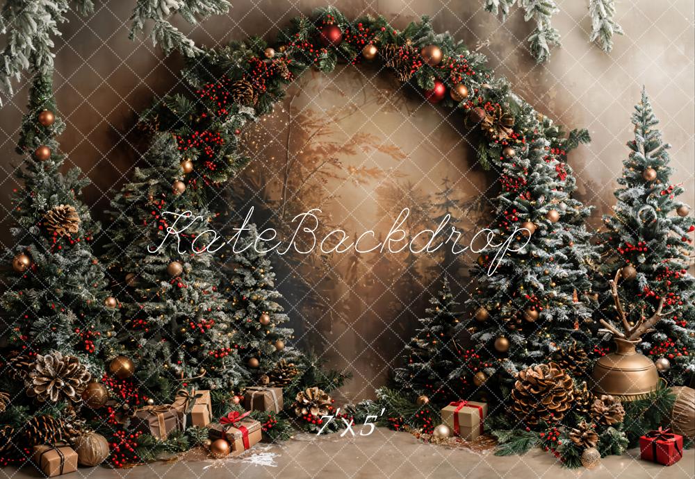 Kate Christmas Trees Arched Retro Wall Backdrop Designed by Emetselch -UK