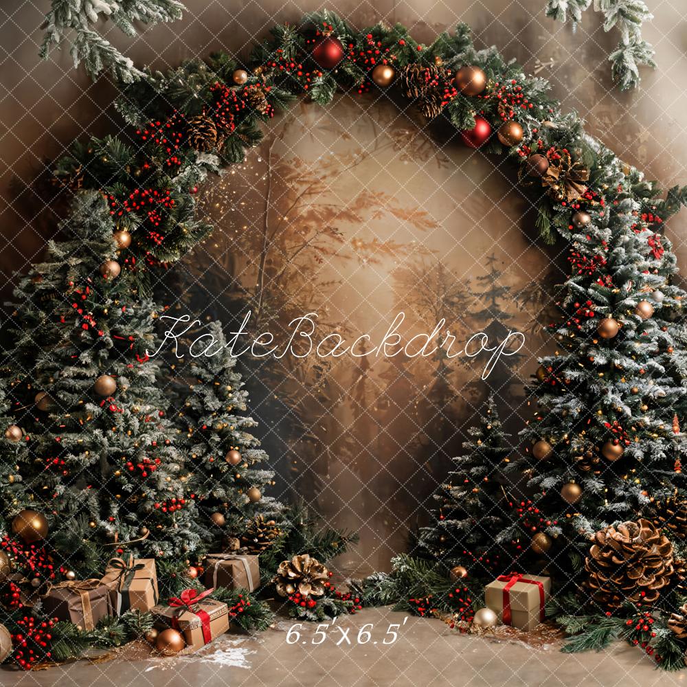 Kate Christmas Trees Arched Retro Wall Backdrop Designed by Emetselch -UK