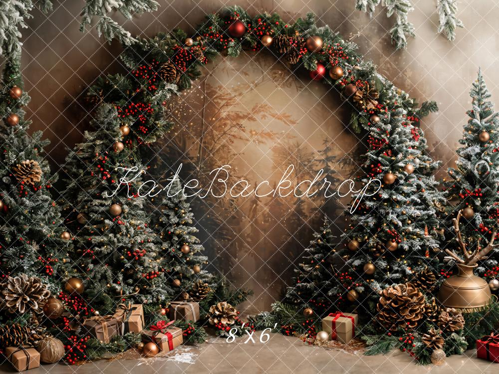 Kate Christmas Trees Arched Retro Wall Backdrop Designed by Emetselch -UK