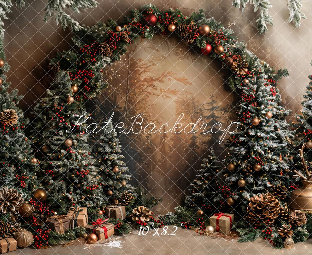 Kate Christmas Trees Arched Retro Wall Backdrop Designed by Emetselch -UK