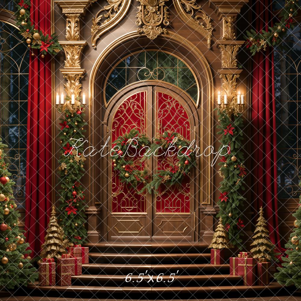 Kate Christmas Trees Retro Golden Door Backdrop Designed by Emetselch -UK