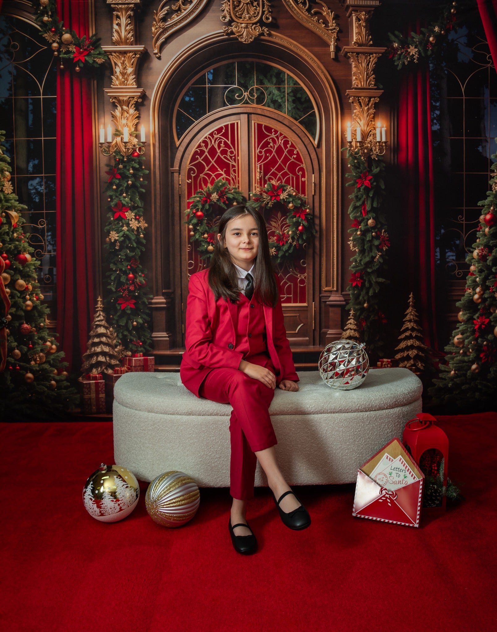 Kate Christmas Trees Retro Golden Door Backdrop Designed by Emetselch