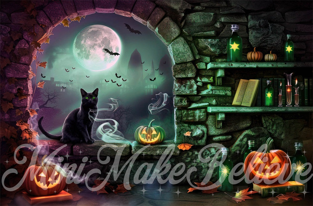 Kate Halloween Stone Arched Witch Room Backdrop Designed by Mini MakeBelieve -UK