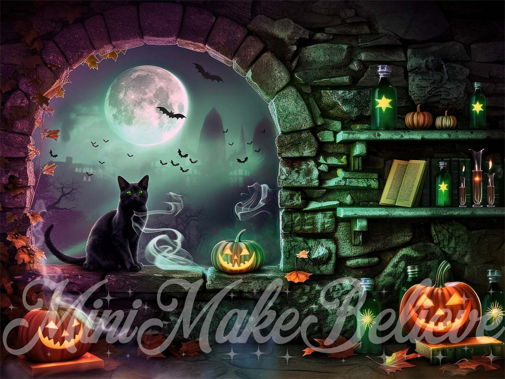 Kate Halloween Stone Arched Witch Room Backdrop Designed by Mini MakeBelieve -UK